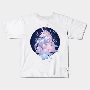 Pastel Pink and Blue Magical Crystal Unicorn Kids T-Shirt